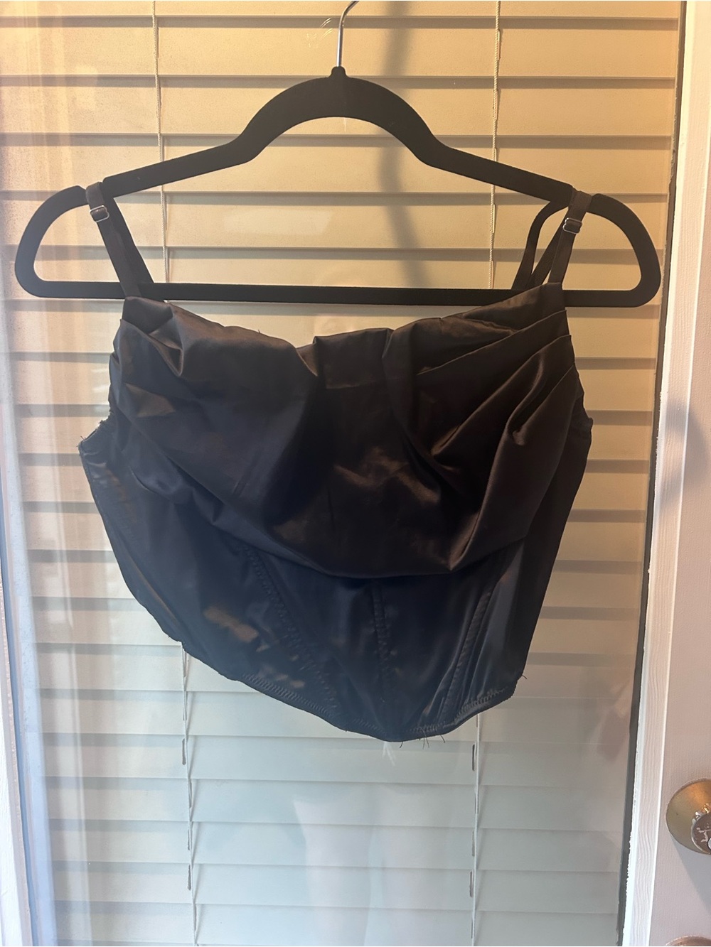 Urban Outfitters Black Satin Corset with Back Zipper & Adjustable Straps. Size L